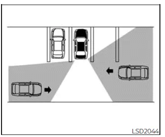 Nissan Frontier RCTA opposite direction traffic detection illustration