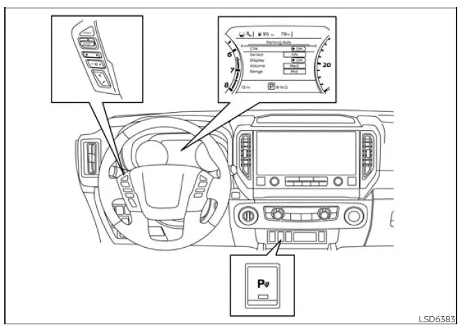 Nissan Frontier parking aids system settings menu