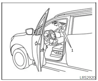 Nissan Frontier SRS airbag warning labels located on sun visor