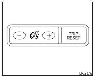 Nissan Frontier instrument brightness control buttons with plus and minus adjustment