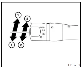 Nissan Frontier turn signal lever showing direction and lane change operation