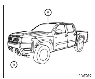 Nissan Frontier AEB with Pedestrian Detection sensor locations front radar and windshield camera