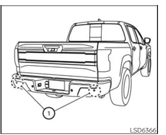 Nissan Frontier radar sensor location near rear bumper for BSW and RCTA systems