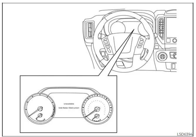 Nissan Frontier side radar obstruction warning message display