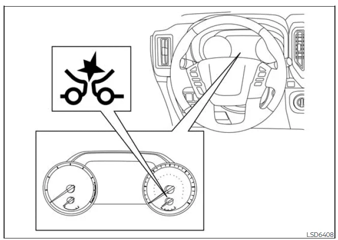 Nissan Frontier AEB with Pedestrian Detection system temporarily unavailable warning display and sensor conditions