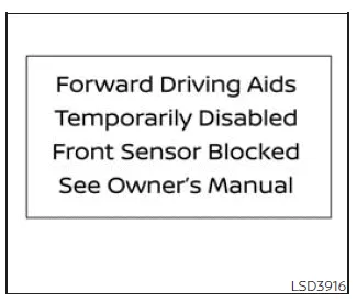 Nissan Frontier AEB system malfunction warning display and indicator lights