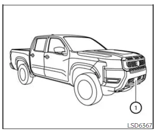 Nissan Frontier front radar sensor location and maintenance area on bumper