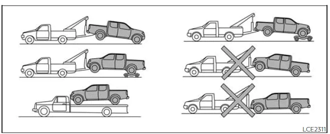 Nissan Frontier towing setup for 2WD models with rear wheels lifted or on flatbed