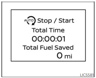 Nissan Frontier idling stop system display showing fuel saving information