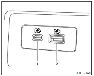 Nissan Frontier rear USB charging ports on the back of the center console