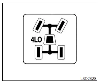 Nissan Frontier 4WD indicator display showing active drive mode