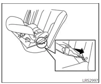 Nissan Frontier rear facing child seat installation using LATCH webbing mounted attachment step 2