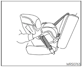 Nissan Frontier checking child seat stability after installation step 6