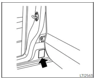 Nissan Frontier certification label type B location