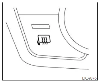 Nissan Frontier outside mirror defroster switch with indicator light activated
